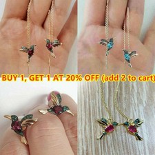 Elegant Gorgeous Simulation Colorful Hummingbird Stud Jewelry Drop Earrings*