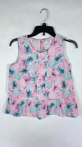 Crown & Ivy Kids Blouse Top Scoop Sleeveless Peblum Floral Print Size XL. - Picture 1 of 12