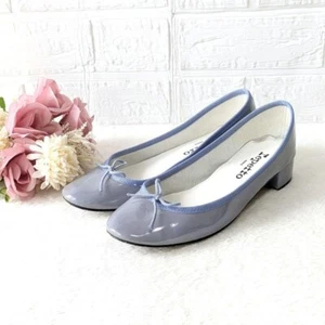 repetto Pumps Round Toe Flat Ballet Shoes Size 38 Light Blue Leather Heel ES1 - Picture 1 of 10