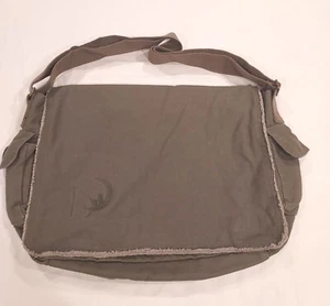 Authentic Pigment Canvas Fabric Nap Sack Messenger Bag with Pockets Olive Green - Picture 1 of 7