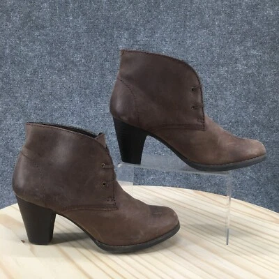 Clarks Boots Womens 9.5 M Casual Lace Up Ankle Bootie 62971 Brown Leather Heels - Image 1 of 4