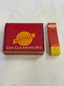 Savage Arms Gun Cleaning Kit Oil Tin Gun Grease Solvent 3pk Vintage Winchester - Picture 1 of 12