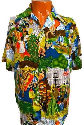 VTG Iolani Rayon Hawaiian shirt Aloha hula girl Size L/XL EUC Surf Rare - Image 1 of 4