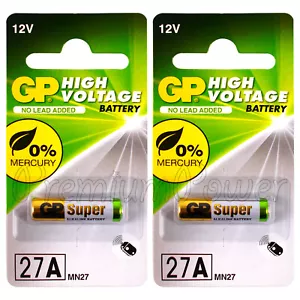 2 x GP 27A Alkaline Super batteries 12V MN27 A27 GP27A E27A EL812 L828 Pack of 1 - Picture 1 of 1