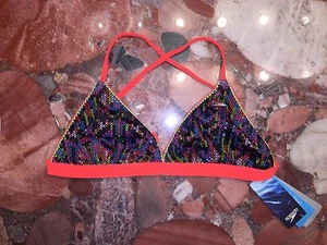SPEEDO Swimsuit Bikini Top Women's Endurance Lite Turnz Boho Vibz Black NWT - Picture 1 of 5