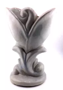 Gonder Art Pottery Tulip Vase Gray Pink Gloss Glaze 8.5" - Picture 1 of 12