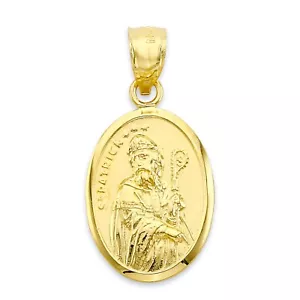 14k Solid Gold Saint Patrick Pendant Finished in Polish - Picture 1 of 5