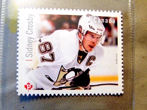 CANADÁ POST SIDNEY CROSBY sello P de hockey - Imagen 1 de 1