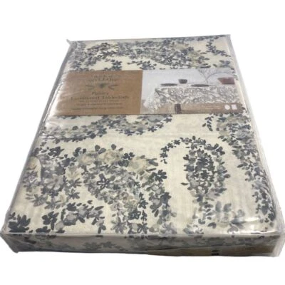Bee & Willow Gray Paisley Laminate Tablecloth  60x102 Resists Stains New! - Image 1 of 4