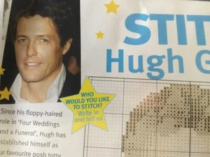 CROSS STITCH HUGH GRANT ACTOR CHART TO MAKE REMOVED FROM A MAGAZINE - Picture 1 of 1