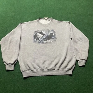 Felpa lupo vintage uomo XL grigio bianco lupo nero lupo natura anni 90 maglione - Foto 1 di 8