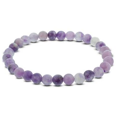 6mm Lepidolite Gemstone Round Bead Unisex Stretch Bracelet - Image 1 of 3