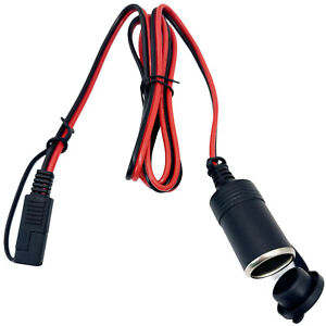 Cigarette Lighter Base Seat to Solar Panel SAE Plug Cable with Dust Cover 14AWG