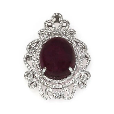 One-of-a-Kind 10 ctw Natural Pink Tourmaline & Diamond 18k White Gold Pendant - Image 1 of 4