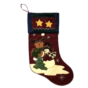 Medias de Navidad Prima Creations de colección reno muñeco de nieve apliques de fieltro 2004 - Imagen 1 de 4