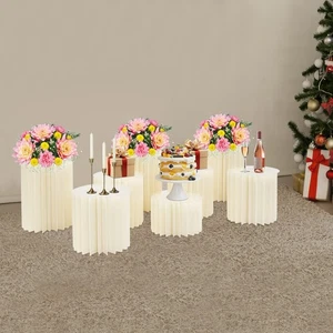 8 Stück Faltbare Papier Säulenständer Rund Zylinder Hochzeit Blumenständer - Bild 1 von 17