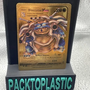 Pokemon Blastoise Vmax Gold Foil Fan Art Vinyl Textured Collector Card HP350 P2 - Picture 1 of 2