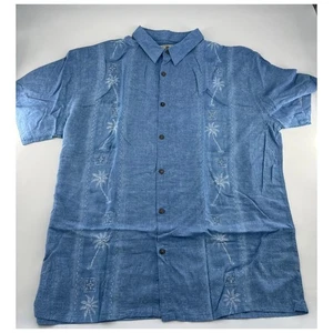 Island Shores Shirt Mens XXL Blue Hawaiian Short Sleeve Button Up Cruise Summer - Picture 1 of 8