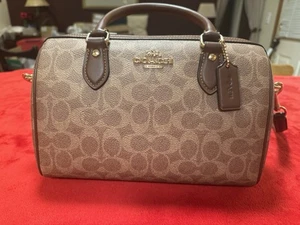 Coach Handbag Rowan Satchel Bag In Signature Canvas, Brand New, Coach Tags - Picture 1 of 10