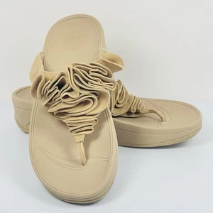 FitFlop Frou Platform Sandals Brown Women's Sz 8 Ruffle Shoes Fit Flops Comfort - Picture 1 of 10