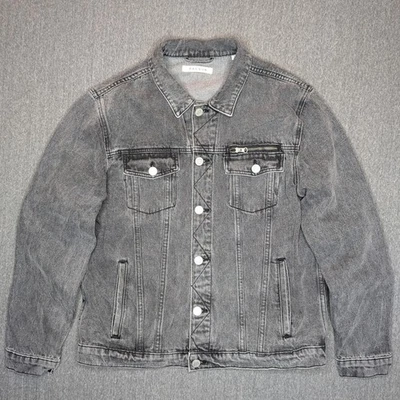 Pacsun Denim Jacket Womens Large Charcoal Gray Black Trucker Acid Wash Type 3 - Image 1 of 4