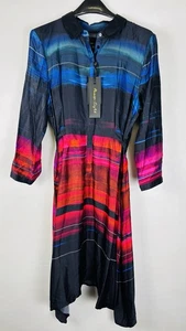 Phase Eight Sena Satin Colorful Print Rear Belted Dress US size 10 NWT - Picture 1 of 11