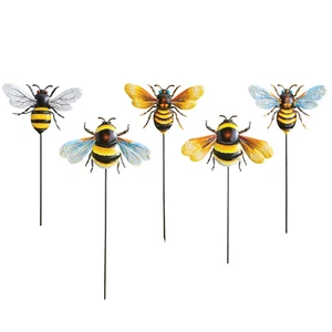 Vibrant Iron Bee Garden Stakes - Set of 5 - Picture 1 of 2