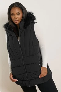 Yours Curve Women's Plus Size Faux Fur Trim Gilet - Picture 1 of 7