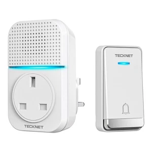 TeckNet Wireless Doorbell Kit 300m Plug-In Chime 32 Melodies Waterproof LED - Picture 1 of 8