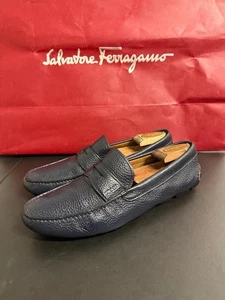 Prada Herren Leder Halbschuh Fahrer Blau Schuhe Logo Slipper US 10 $ 1080 UVP - Bild 1 von 17
