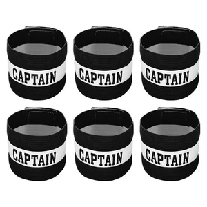 6 Pack Captain's Armband Elastic Arm Band for Soccer Team Training Black - Picture 1 of 6