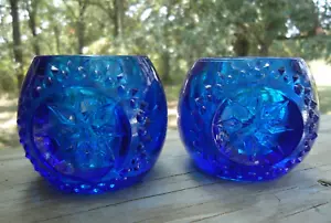 Paar blaue Glas Sonne Stern Votivkerzenhalter UV leuchtend himmlisch Boho Dekoration - Bild 1 von 13