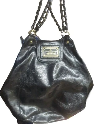 BOLSA PRETA GIANNI BINI ~ EUC.. Usada Uma Vez.. Muito bom destaque dourado. - Imagem 1 de 4