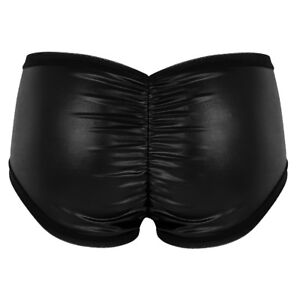 Womens Faux Leather Underwear Bottom Shorts Scrunch Butt Briefs Panties Lingerie