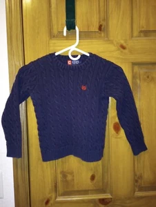 Chaps youth boys girls long sleeve pullover cable knit sweater size 7 navy blue - Picture 1 of 3