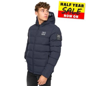 Chaqueta acolchada Crosshatch Pitsburg para hombre acogedora abrigo de invierno prendas exteriores azul marino - Imagen 1 de 5