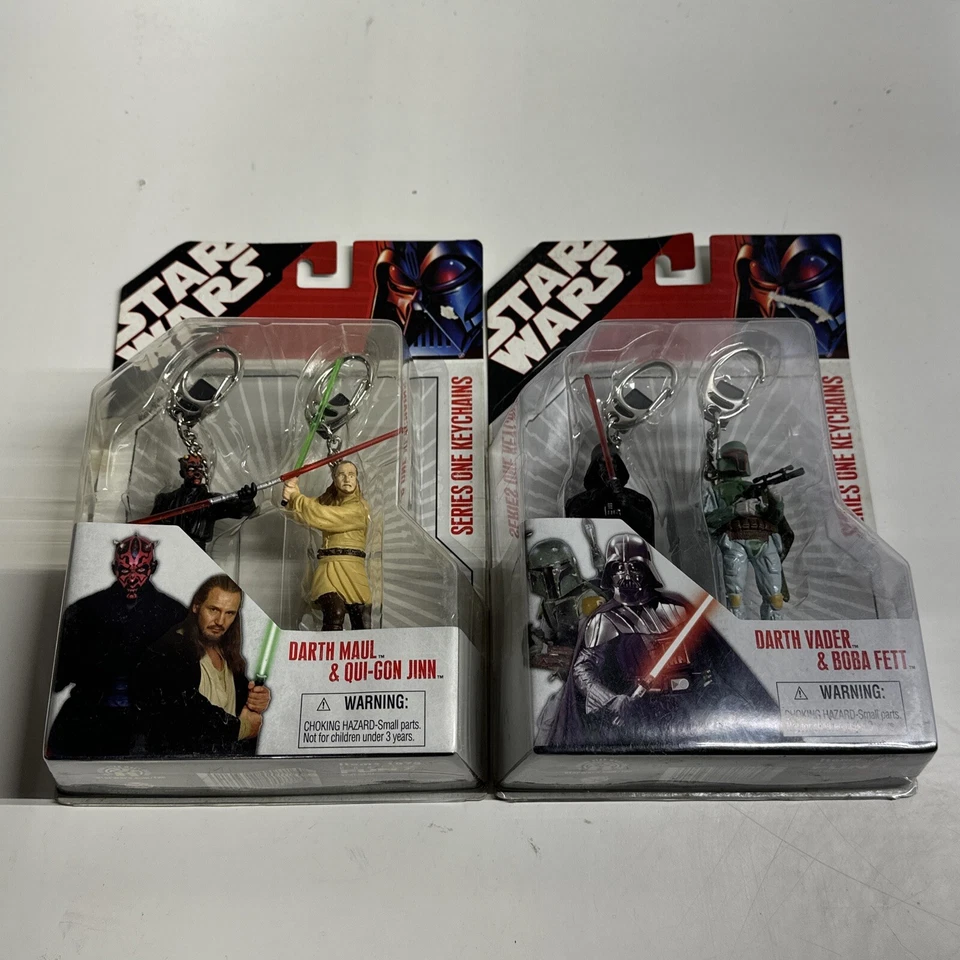 Star Wars Series One Keychains Darth Vader, Boba Fett, Darth Maul, Qui-Gon Gin - Image 1 of 1
