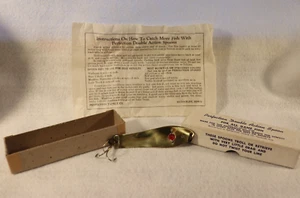 ANTIKER PERFEKTION DOUBLE ACTION LÖFFEL 4 ZOLL NICKEL GOLD PERLEN NEU IN BOX IOWA - Bild 1 von 10