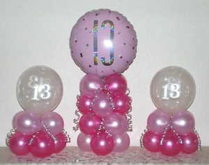 13th BIRTHDAY 3 PACK FOIL BALLOON DISPLAY - TABLE DECORATION - No Helium Needed - Picture 1 of 1