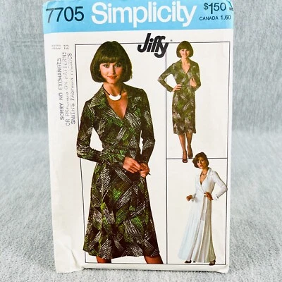 Simplicity 7705 Wrap Dress V Neck Misses Size 12 Sewing Pattern Jiffy - Image 1 of 4