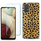 For Samsung Galaxy A32 5G Slim Case, w/ Tempered Glass - Cheetah Gold/Blk