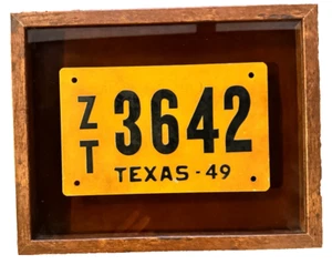 Framed Vintage 1949 Texas License Plate #ZT-3642, rare, Plate only offer OK - Picture 1 of 7