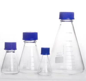 50ml - 1000ml Transparent Erlenmeyer Flask with Blue Cap Laboratory Glassware CA - Picture 1 of 13
