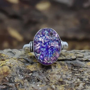 Lila Titan Druzy Edelstein Handarbeit Silber Schmuck Ring Größe 9 RSLS498 - Bild 1 von 5