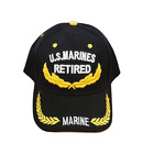 U.S. Marine Retired Marine Military Embroidered Black/Yellow Adjustable Cap Hat