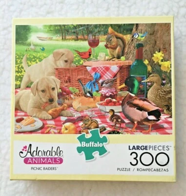 Головоломка Buffalo Games Adorable Animals Picnic Raiders 300 шт. большие части США - Изображение 1 из 3