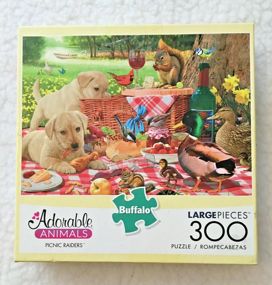 Buffalo Games Adorable Animals Picnic Raiders 300 Large PC Jigsaw Puzzle 21 X 15
