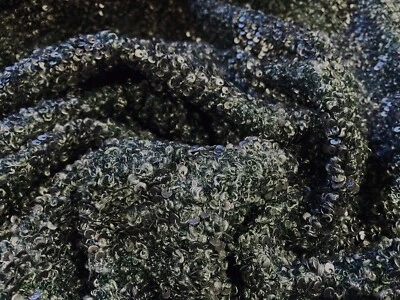 Heavyweight Bouclé Faux Fur Fabric With Sequins. Per Metre - Grey Green - Image 1 of 3