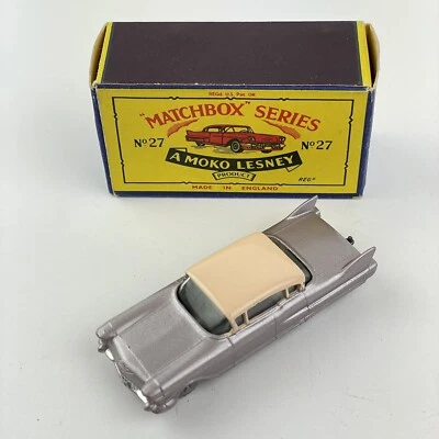 Caja de fósforos vintage Lesney Moko No. Cadillac Sixty Special 27 Foto 1 de 4