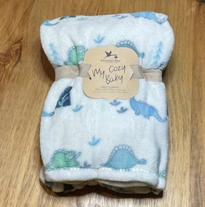 Adirondack Baby My Cozy Baby Blanket 30 x 40 inches Plush White Dinosaur Design - Picture 1 of 5